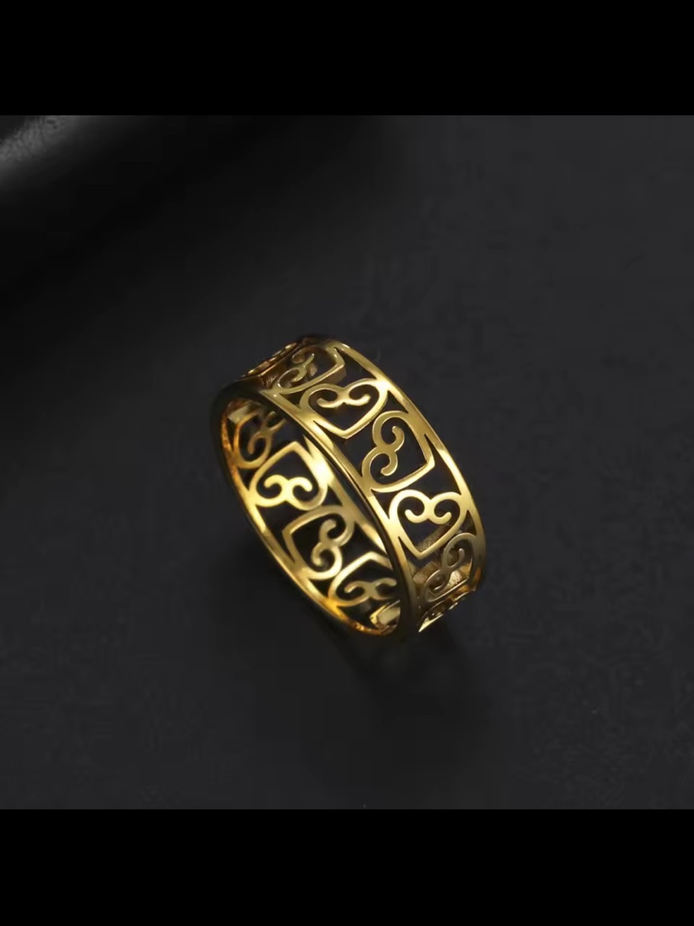 Gold Heart Filigree Women's Ring